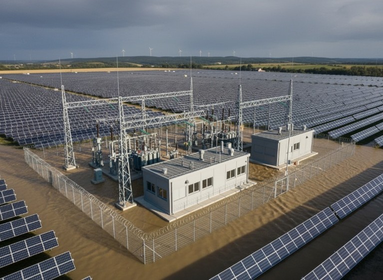 Überflutung Solarpark