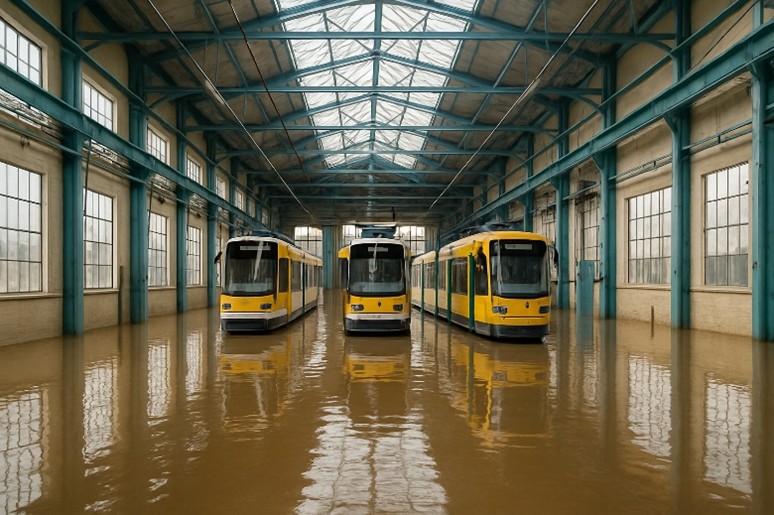 Wassereinbruch Straßenbahndepot